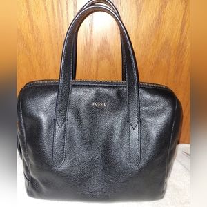 FOSSIL SYDNEY SATCHEL BLACK LEATHER.